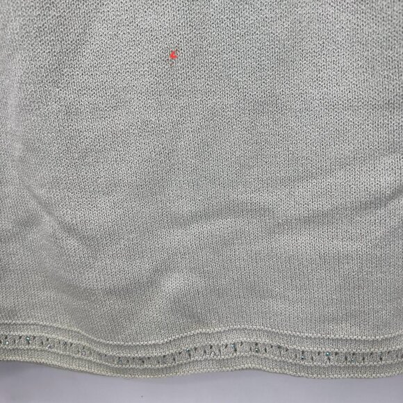 St. John Evening by Marie Gray Knit Skirt with Beaded Hem — Size 10, Light Gray - Picture 6 of 15